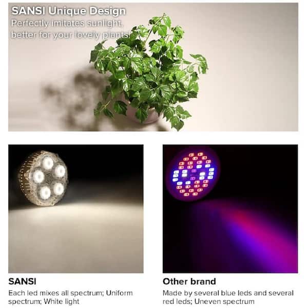 Sansi 24w Full Spectrum LED Grow Light Bulb Indoor Seeding Plant 300w Equivalent for sale online 