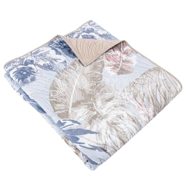 Greenland Home Fashions Tropics Mist Coastal 50 in. x 60 in. Cotton Blend Throw Blanket