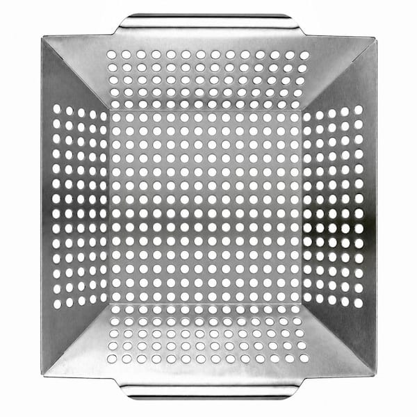 Large Stainless Steel Grill Basket for Outdoor Vegetables and BBQ Veggie Grilling, Gas and Charcoal Grills
