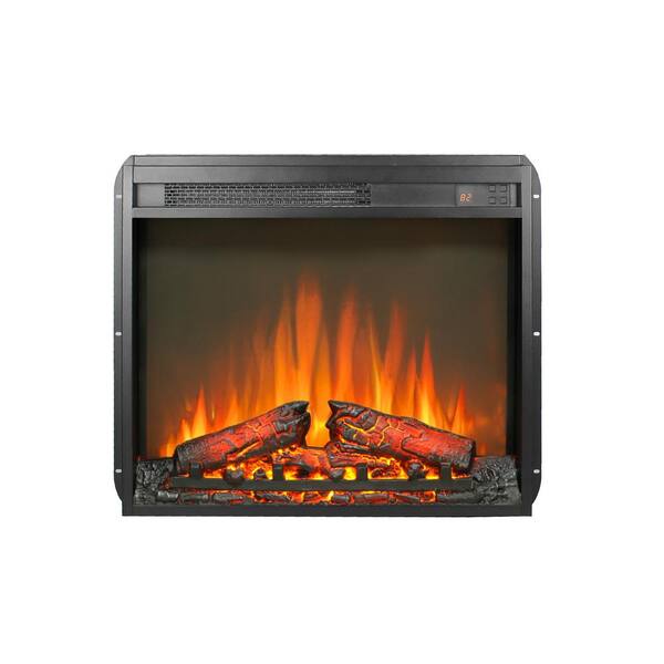 Nivencai 24 in. Wall Mount Electric Fireplace Insert in Black with Tempered Glass, Remote Control, Timer