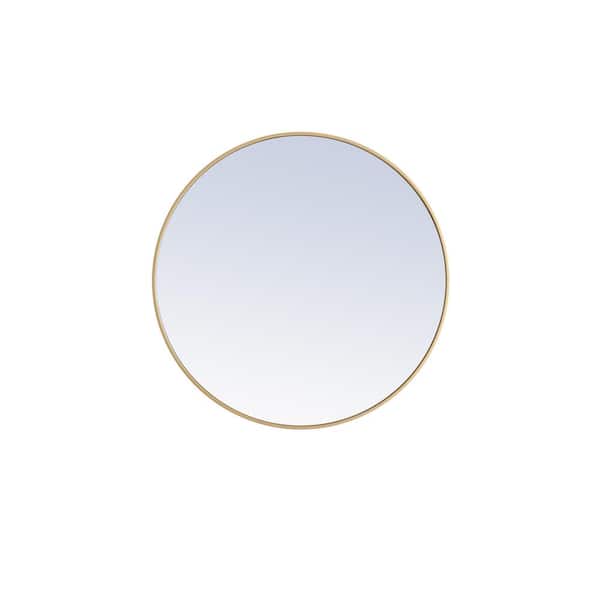 Unbranded 32 in. W x 32 in. H Round Metal Framed Wall Bathroom Vanity Mirror in Gold