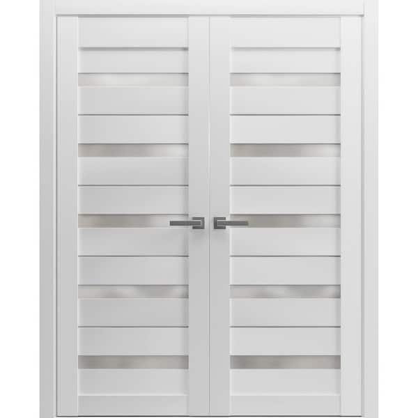 Sartodoors 48 in. x 96 in. 2 Panel White Finished Solid MDF Sliding Door with Hardware