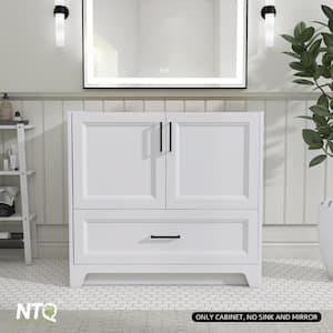 36 in. W x 21.5 in. D x 33.5 in. H Bath Vanity Cabinet without Top Bathroom Vanity Morden Solid Wood in Pure White