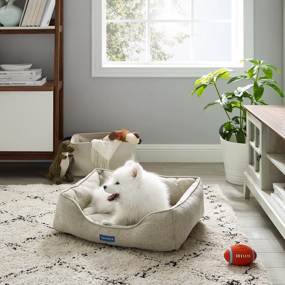 Julius Small Beige Polyester Outdoor Dog Bed