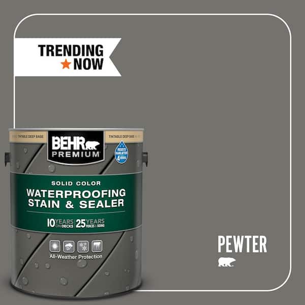 1 gal. #SC-131 Pewter Solid Color Waterproofing Exterior Wood Stain and Sealer