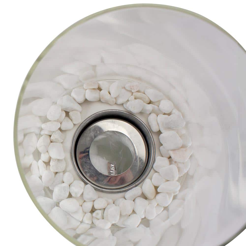 10.5" White Bio Ethanol Tabletop Fireplace with Glass Panels