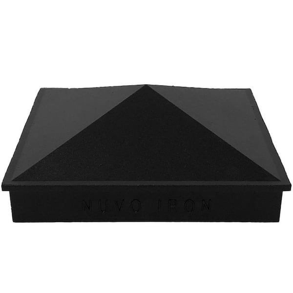 NUVO IRON 5 in. x 5 in. Black Aluminum Ornamental Pyramid Post Cap