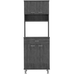 Gray 60 in. Kitchen Pantry Storage Cabinet with Countertop