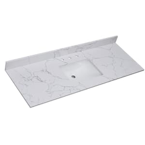61 in. W x 22 in. D Engineered Stone Composite Vanity Top in White with White Rectangular Single Sink