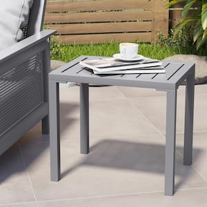 Rectangle Aluminum Outdoor Side Table in Gray