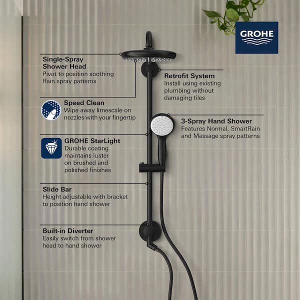 新品！GROHE TEMPesta 130シャワーヘッドドイツ製 GROHE Tempesta 2-spray Rain Wall mount Fixed and Handheld Shower