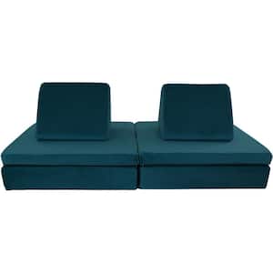 Teal Lil Lounger Play Couch with 2 Foldable Base Cusions and 2 Triangular Pillows