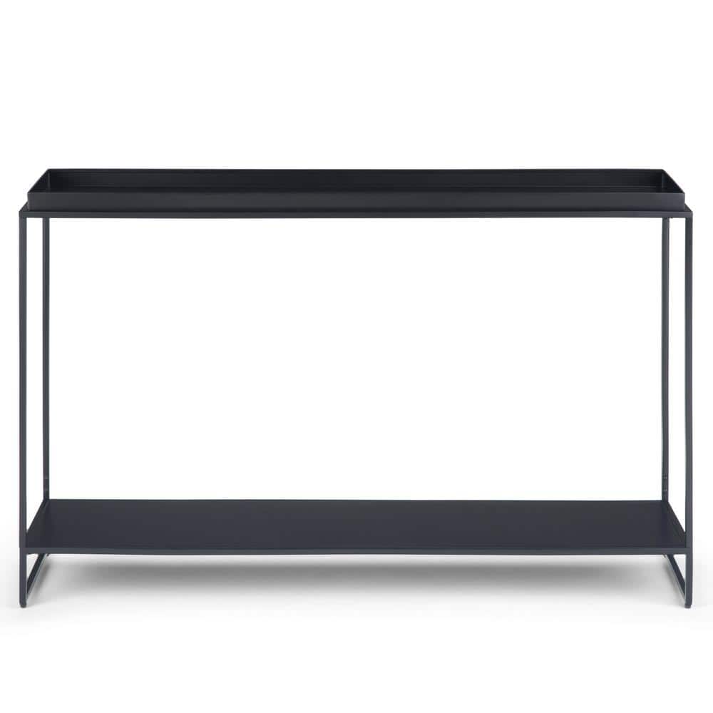 Garner Black Metal Tray Top Console Table with Storage