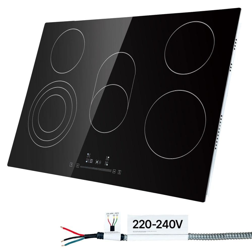 Built-in Electric Cooktop 30 in. 5-Burner 8600W Radiant Glass Stove Top with Sensor Touch Control