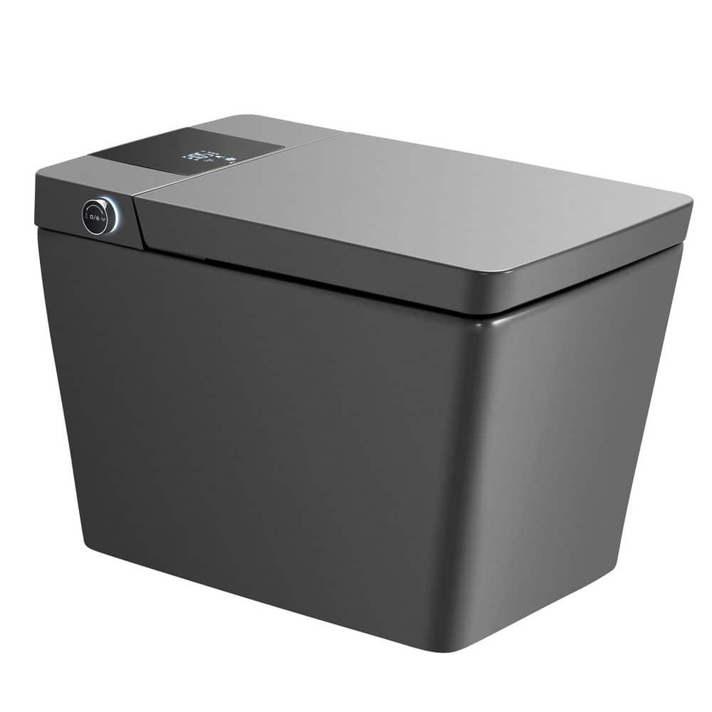 Rectangular 12 in. Roungh-In Smart Toilet Bidet, Auto Open/Flushing, Remote, LED Screen Display Round Seat in Matte Gray price history on PriceWatchPro