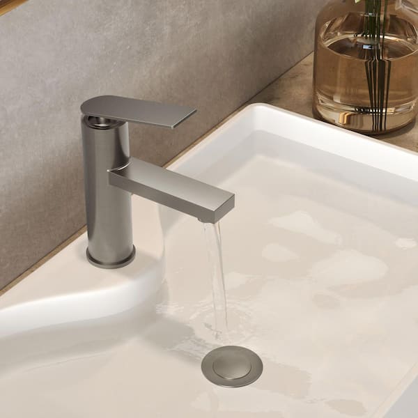 6 in. Single Handle Single Hole Bathroom Faucet with Pop-Up Drain and Spot Resistant 1.2 GPM in Brushed Nickel (2-Pack)