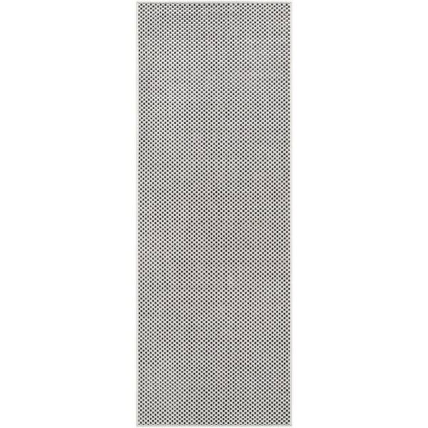Barberry 2 ft. W x 7 ft. L Indoor/Outdoor Runner Machine Woven Rug, Black Area Rug