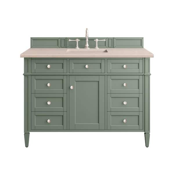 James Martin Vanities Brittany 48.0 in. W x 23.5 in. D x 33.8 in. H Bathroom Vanity in Smokey Celadon with Eternal Marfil Quartz Top