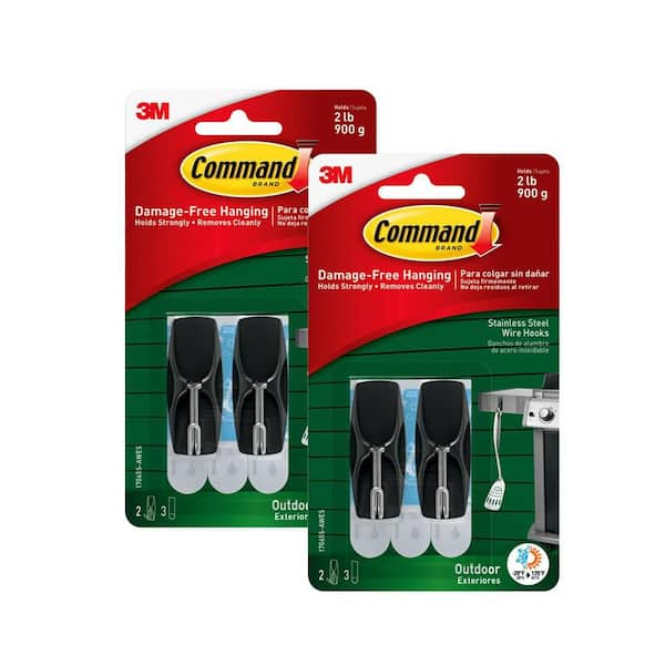 Command 2 lbs. Medium Wire Toggle Hooks, Black, Damage Free Organizing, 4-Hooks and 6-Strips