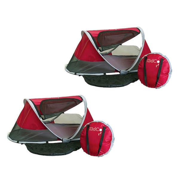 KidCo PeaPod Portable Toddler Travel Bed and Storage Bag, Cranberry (2-Pack)