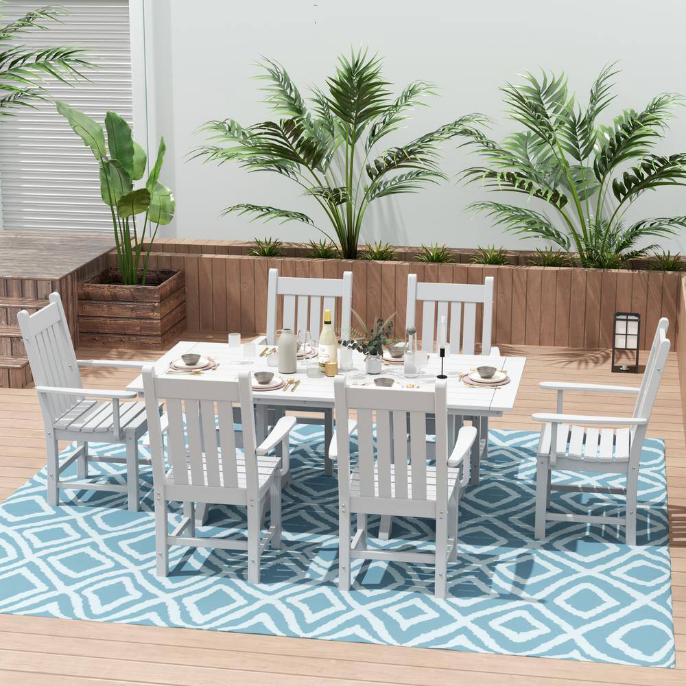 White Polywood Outdoor Dining Arm Chair