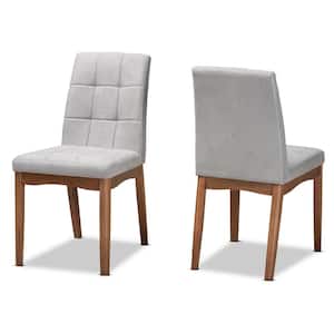 Tara Light Grey and Walnut Brown Dining Chair (Set of 2)