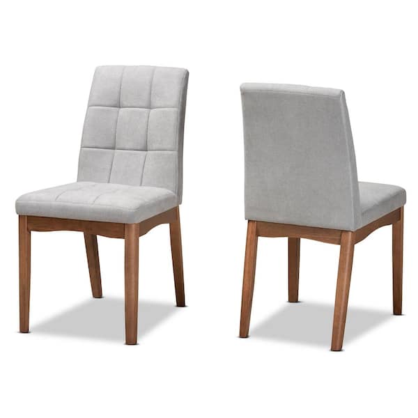 Baxton Studio Tara Light Grey and Walnut Brown Dining Chair (Set of 2)