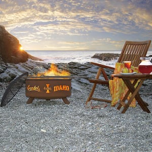 Idaho 29 in. x 18 in. Round Steel Wood Burning Rust Fire Pit with Grill Poker Spark Screen and Cover