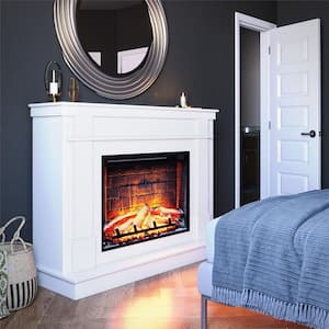 Elmcroft Mantel Fireplace TV Stand for TVs up to 65 in. White