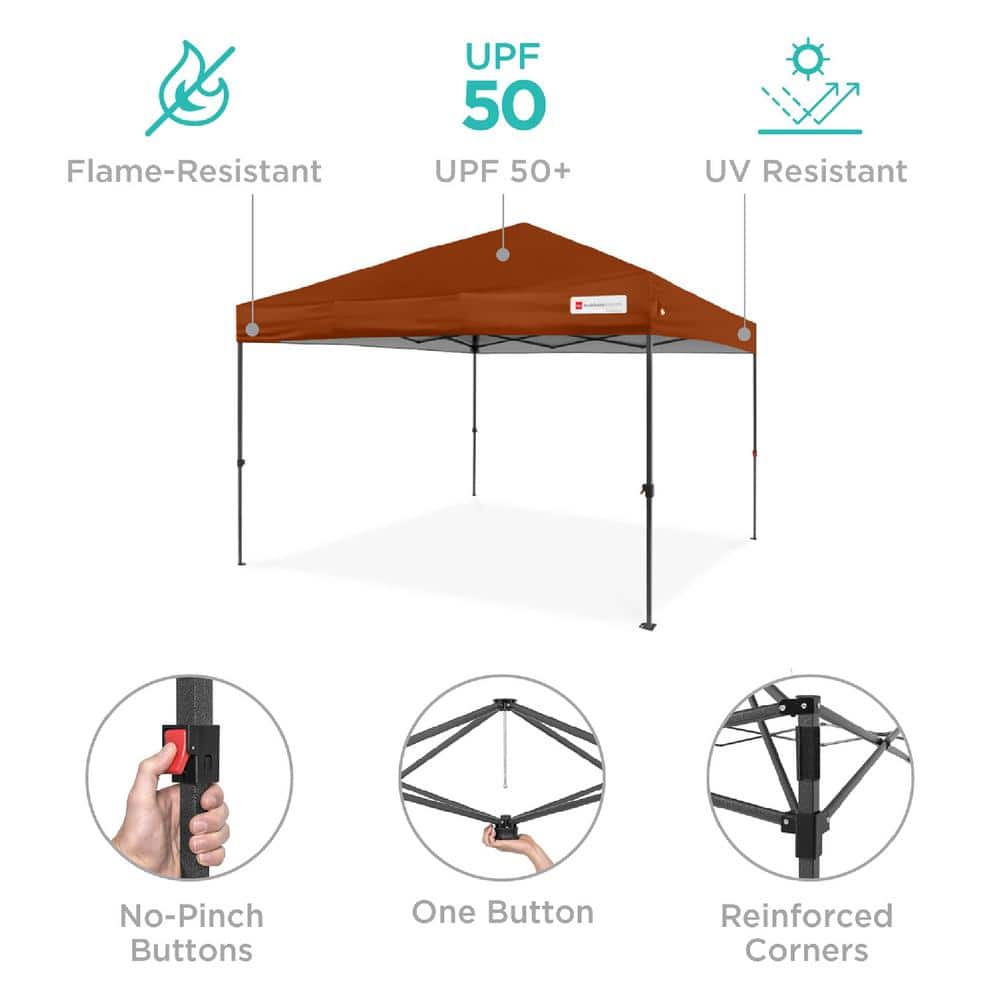 Rust 10x10ft Easy Setup Pop Up Canopy with Wheeled Case