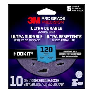 Pro Grade Precision 5 in. 120-Grit Ultra Durable Universal Hole Sanding Disc (10-Discs/Pack)