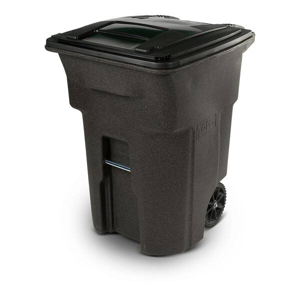 Toter 96 Gal. Brownstone Trash Can with Wheels and Attached Lid