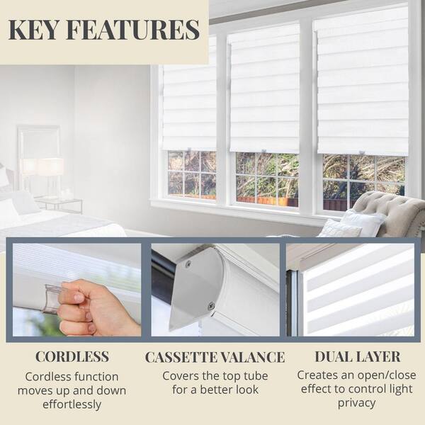 41"x72" Cordless Blackout Roller Shades Free-Stop Dual Layer Zebra Blinds 