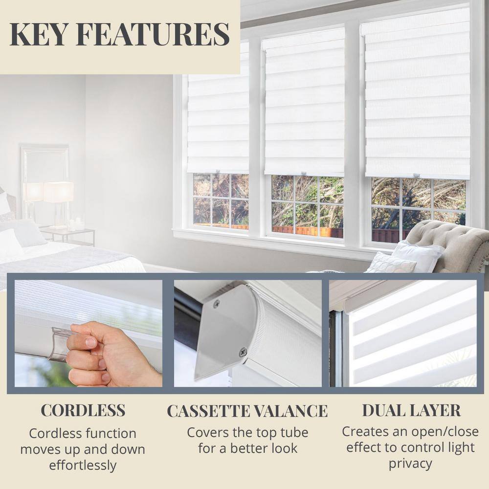 Gray Cordless Light Filtering Zebra Roller Shade 20" x 72"