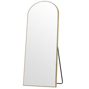 63 in. x 21 in. Modern Arched Shape Framed Wooden Full Length Floor Mirror Bathroom Mirror Standing Mirror