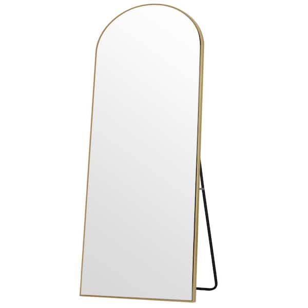 Lirago 63 in. x 21 in. Modern Arched Shape Framed Wooden Full Length Floor Mirror Bathroom Mirror Standing Mirror