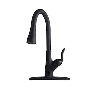 Single Handle Pull Out Touchless Sprayer Kitchen Faucet Deckplate Included in Matte Black