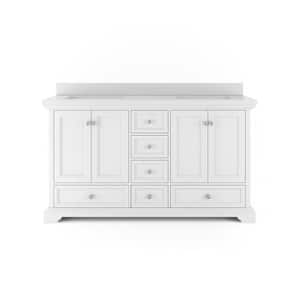 Amherst 60 in. W x 20 in. D Bath Vanity in White with Quartz Stone Vanity Top in White with White Basin