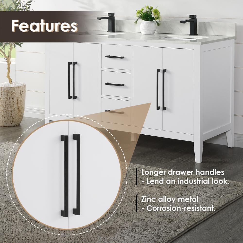 Laurel 60" White Double Vanity with Calacatta Quartz Top