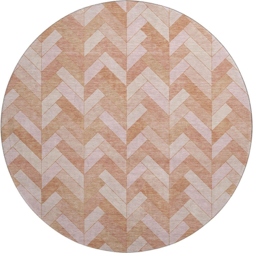 Mayfield Premium Machine Washable Abstract AMF2297 Salmon 8 ft. x 8 ft. Round Rug price history on PriceWatchPro