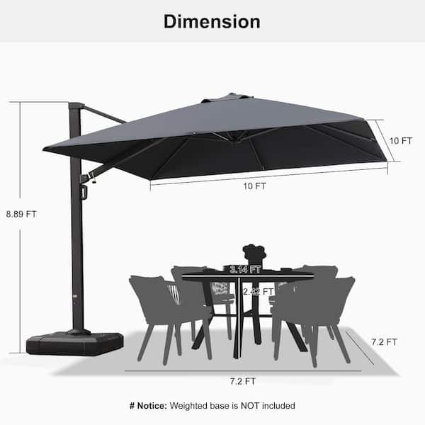 big lots 10 patio umbrella GRANDPATIO Duo Sidepost Aluminum Cantilever Outdoor Selected metal frame and designed cross base assure the stability of our outdoor umbrella 10' Offset Patio Umbrella