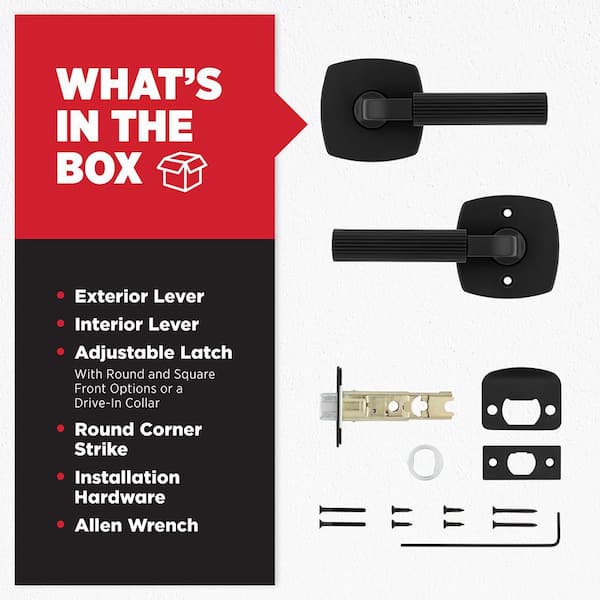 Kwikset Mirada Matte Black Midtown Hall/Closet Door Handle 720MAL