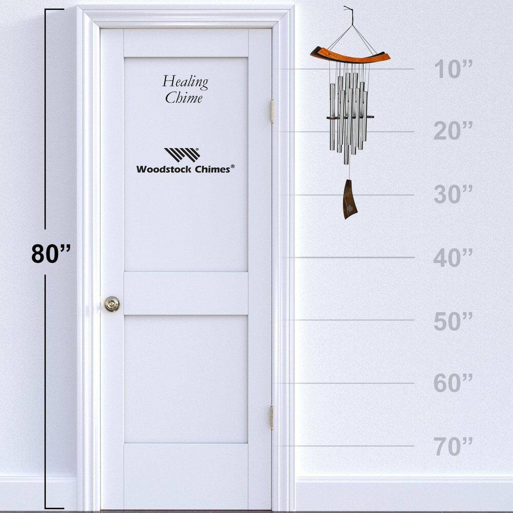 Medium Silver Aluminum Healing Wind Chime with Ash Wood Top