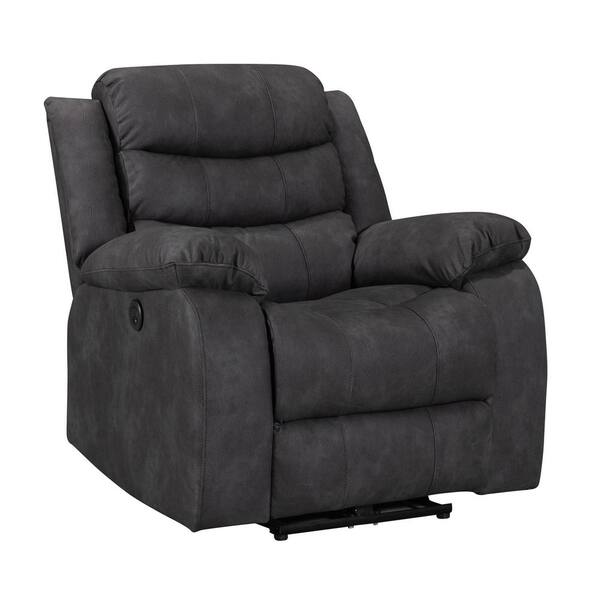 Easy Assembly Living Room Chairs Recliner Chair with Back Support Reading Chair with Footrest Ottomanson Fabric: Gray Polyester