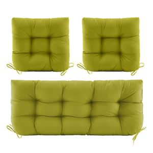 3-Piece Outdoor Chair Cushions Loveseat Outdoor Cushions Set Wicker Patio Cushion for PatioFurniture With Tie GrassGreen