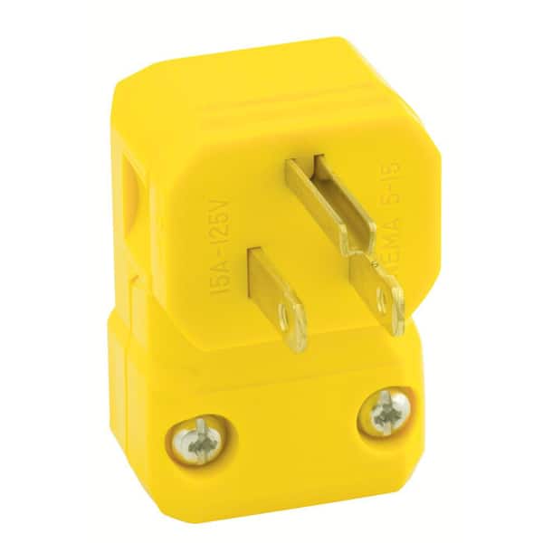Leviton 15 Amp 125-Volt Python Straight Blade Grounding Angle Plug, Yellow 5256-VA