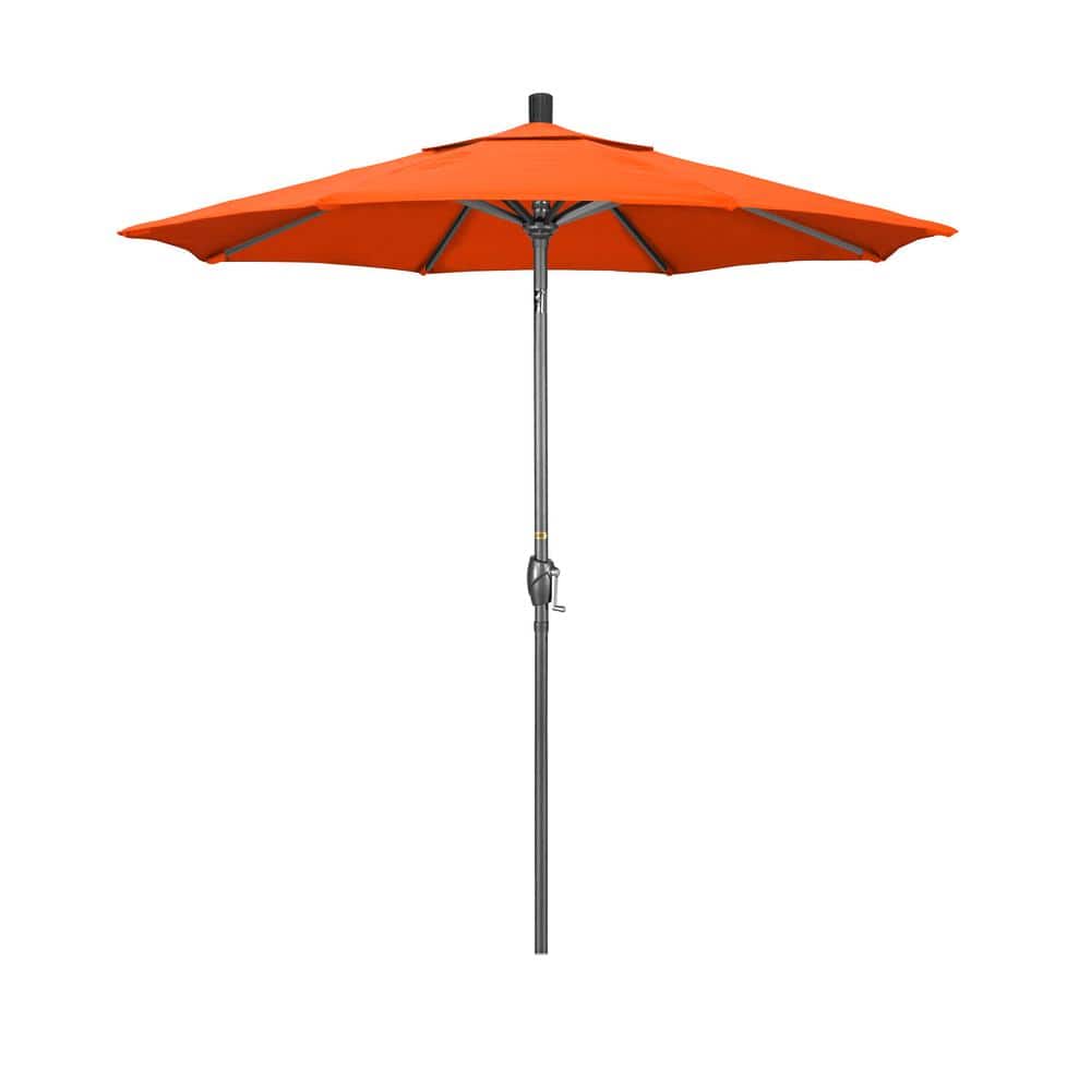 7.5 ft. Grey Aluminum Market Push Button Tilt Crank Lift Patio Umbrella in Melon Sunbrella price history on PriceWatchPro