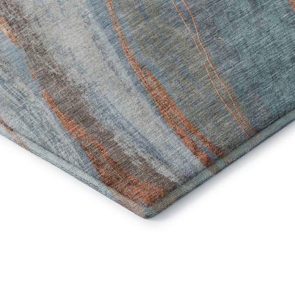 Mayfield Premium Machine Washable Abstract AMF2036 Blue 8 ft. x 10 ft. Area Rug