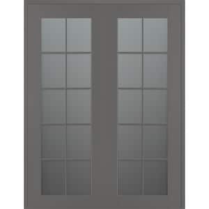 Vona 10 Lite 60 in. x 84 in. Both Active 10-Lite Frosted Glass Gray Matte Wood Composite Double Prehung Interior Door