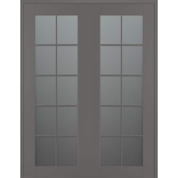 Belldinni Vona 10 Lite 60 in. x 84 in. Both Active 10-Lite Frosted Glass Gray Matte Wood Composite Double Prehung Interior Door